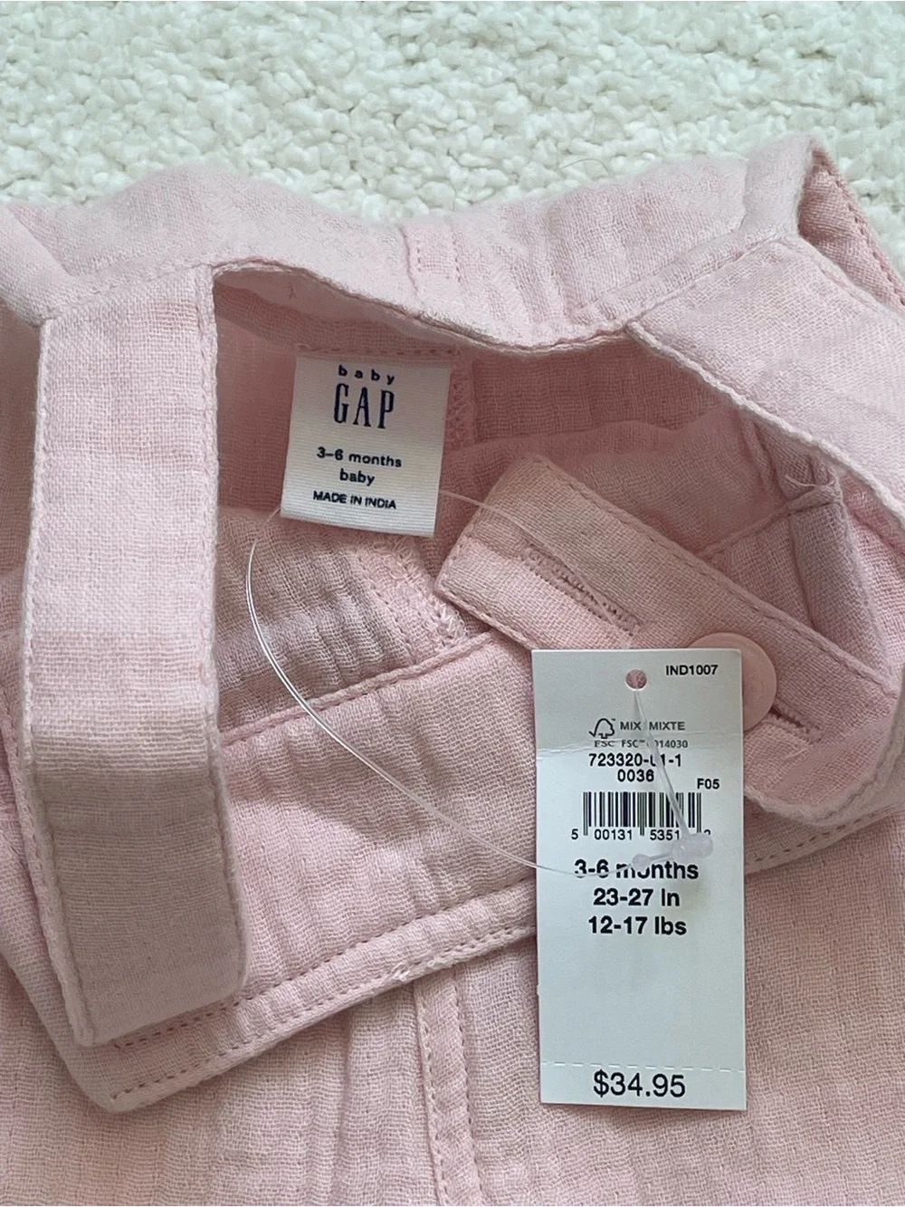 GAP Dusty Pink Cotton Baby Overalls - Picture 3 of 3